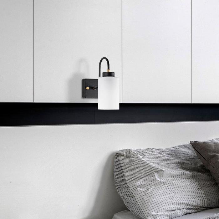 Opviq Lámpara de Pared Dorada con Tapa de Cristal